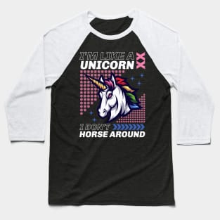 Tough Unicorn Art Baseball T-Shirt